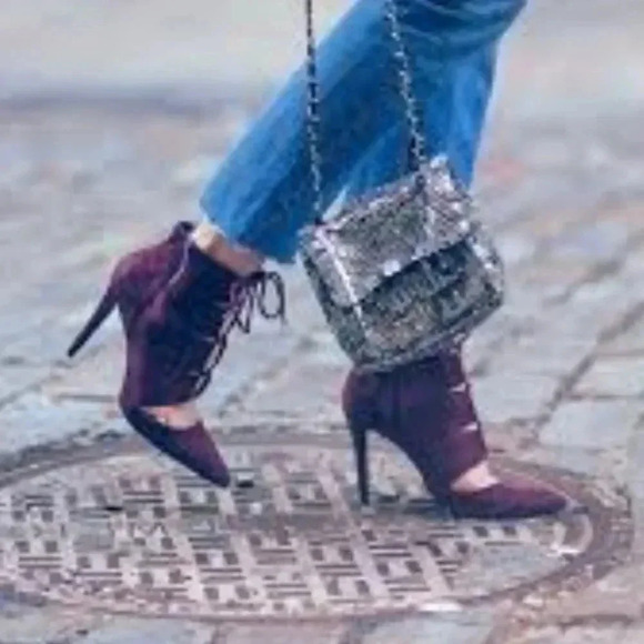 Aldo Burgundy Cut-Out Boots - Picture 1 of 10